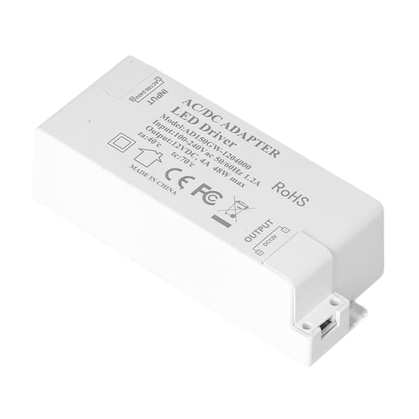 LED-strømforsyning DC12V 4A 48W LED-driver, AC100-240V til DC12V-transformer til indendørs stripelys
