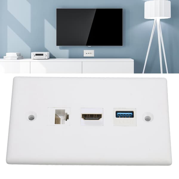 HD Multimedia Interface -seinälevy, juottamaton CAT6 USB3.0 HD Multimedia Interface 3-porttinen seinälevyn pistorasia
