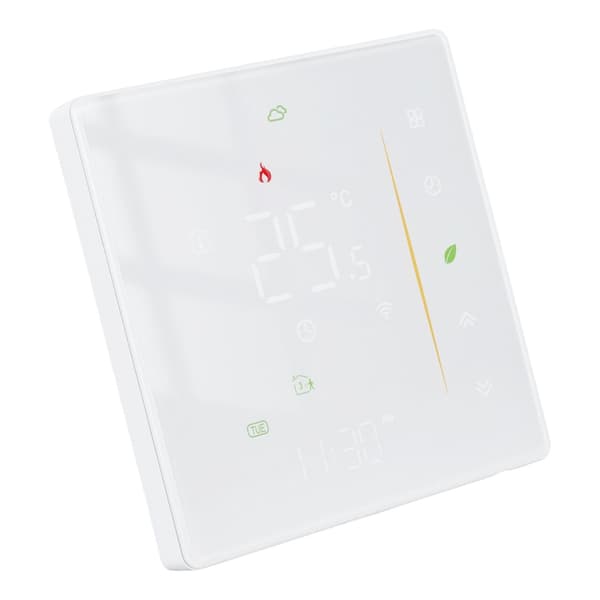 Smart termostat til hjemmet, programmerbar app-stemmestyring, elektrisk gulvvarme, temperaturregulator til ZigBee AC 95‑240V Hvid