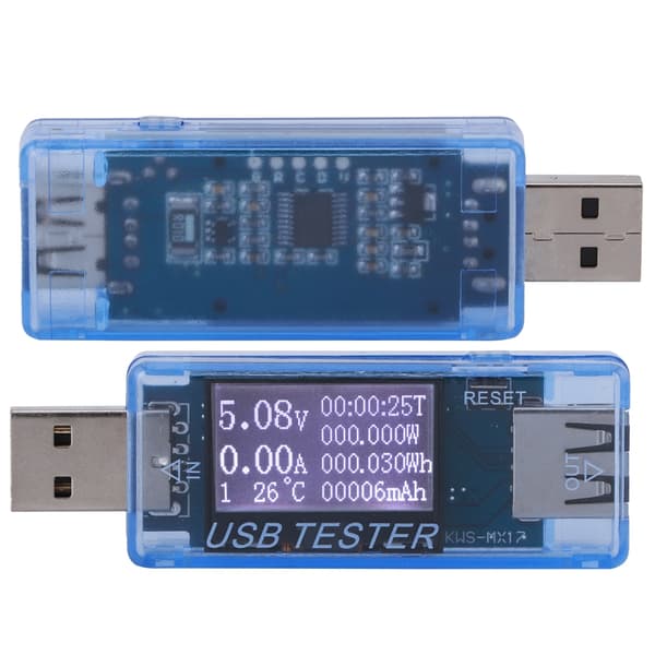 USB-tester Digital Voltmeter Ammeter 8-i-1 Detektor 0-5A 0-150W 4-30V Blå