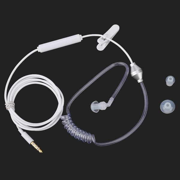 In-ear headset med luftrør og mikrofon til iOS og Android, hvid