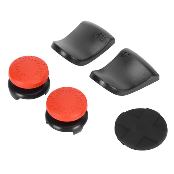 5-i-1 Tommelfingergreb Nøglehætte Joystick Cover L2 R2 Triggerforlænger til PS5 Controller Rød