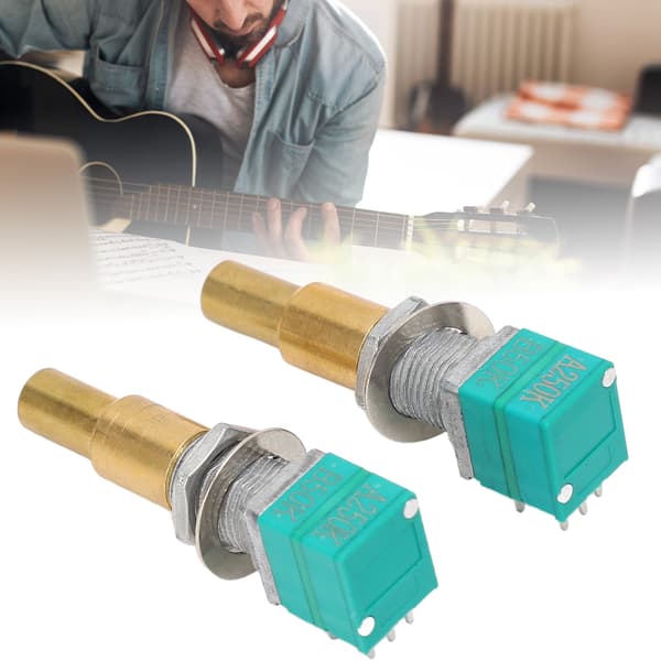 2 st gitarrpotentiometer med dubbel precision, roterande potentiometer i mässing för ersättning