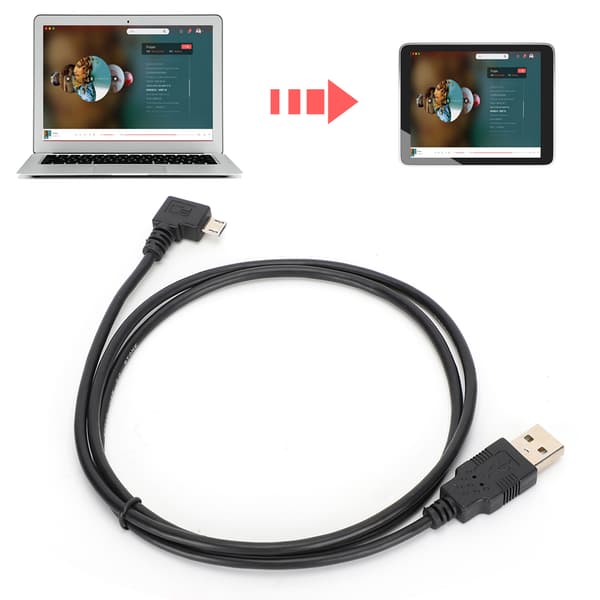 C0402 1M retvinklet Micro USB til USB-tilslutningskabel til dataoverførsel og opladning