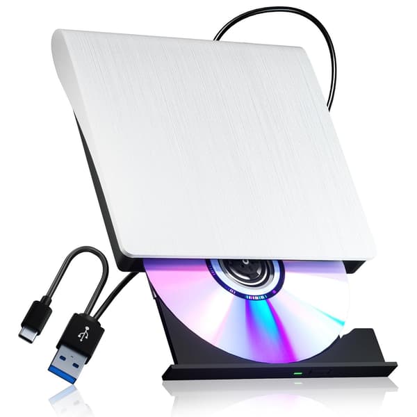 Eksternt USB 3.0 DVD-drev til bærbar/PC, Type-C bærbar optisk brænder, CD-læser og -skriver