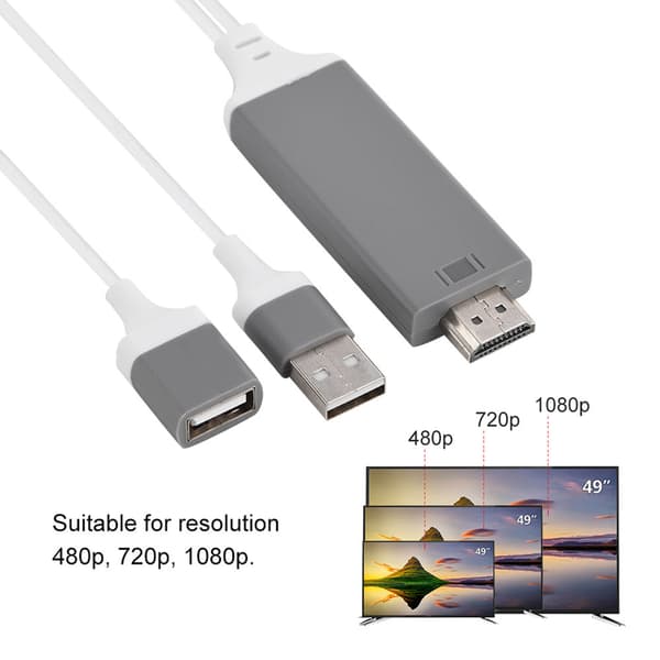 3 farver telefon til HDMI-kabel til IOS-interface digital AV-adapter 1080P Plug Play til IOS Android Hvid