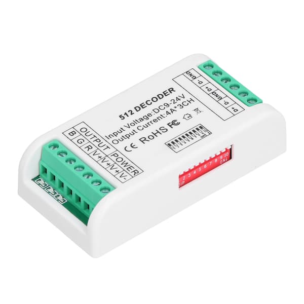 3 kanaler LED-dekoder Strip Controller RGB Controller DMX512 Konstant Spændingskontrol 9-24V
