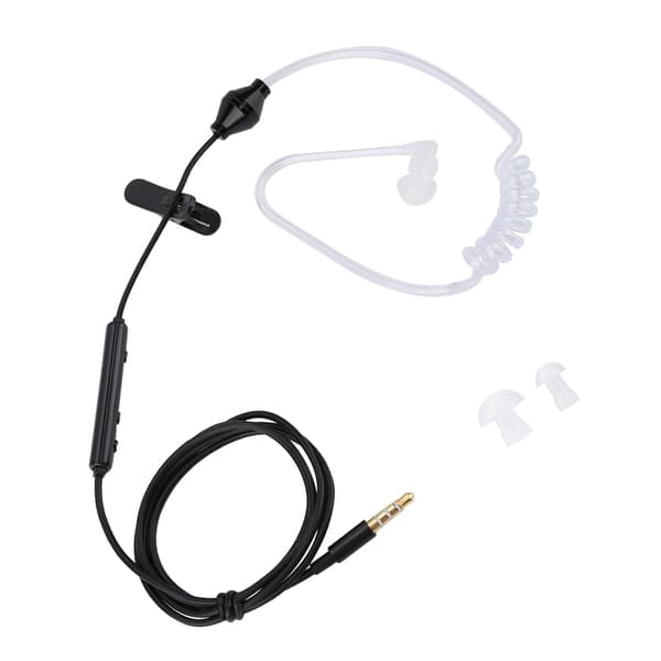 In-ear-headset med luftrörssäkerhetsöronsnäcka med mikrofon för iOS för Android Svart kabel Vitt rör