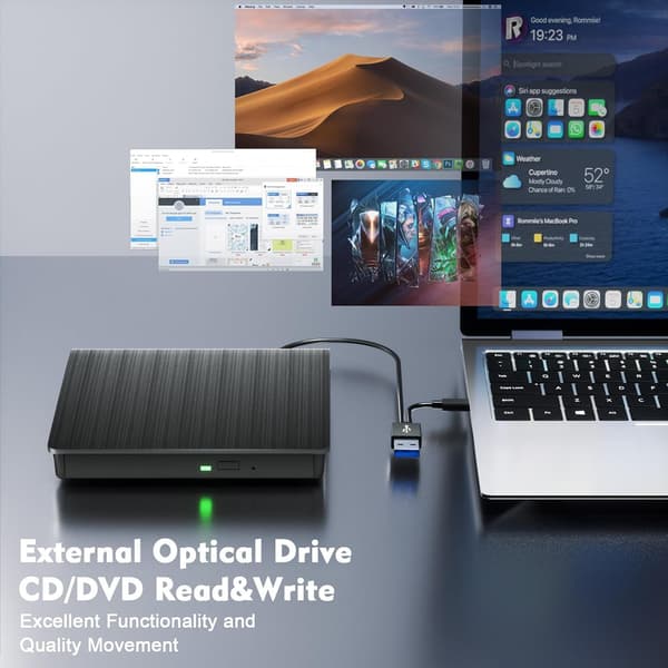 Eksternt USB optisk drev til pc, universel DVD-brænder til bærbare computere, diskforfatter, bærbar CD/DVD-afspiller