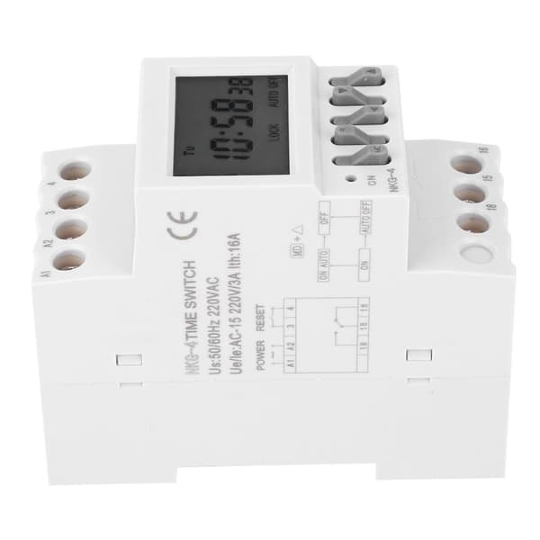 NKG-4 DIN-skinne timer-kontakt AC 220V 3A programmerbar ugentlig digital tidsrelæ