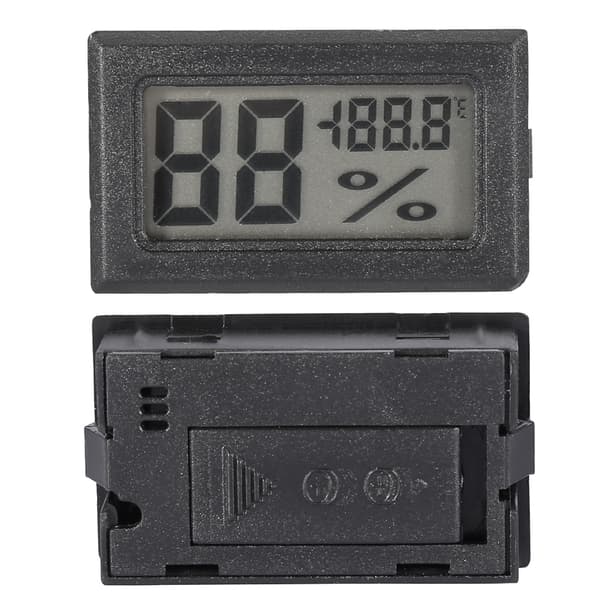 Digital LCD Hygrometer Indendørs Termometer Fugtighedsmåler til Hjem, Kontor, Drivhus (Sort)
