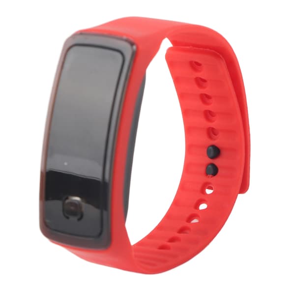 Digital sportklocka, silikonrem, 12-timmars LED-display, elektronisk armbandsur