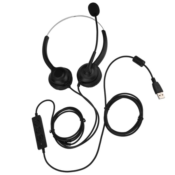 USB-headset til callcenter med støjreduktion og mute-funktion