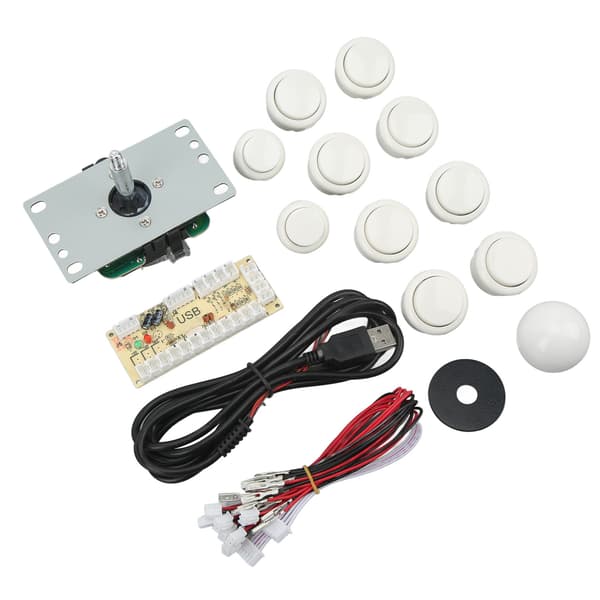 DIY USB Controller Computer Rocker Oval Ball Joysticks med kontrolchip til arkadespil Hvid