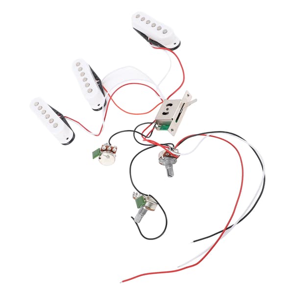 Elgitarr Pickups Kit Förkopplad Uppsättning Single Coil med Timbre Volym Linje Ersättning för ST Panel Vit
