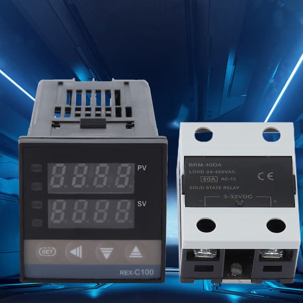 Digital PID temperaturregulator kit 110-240V 0-400°C, 40A solid state relä, 1M K-typ termoelementprob