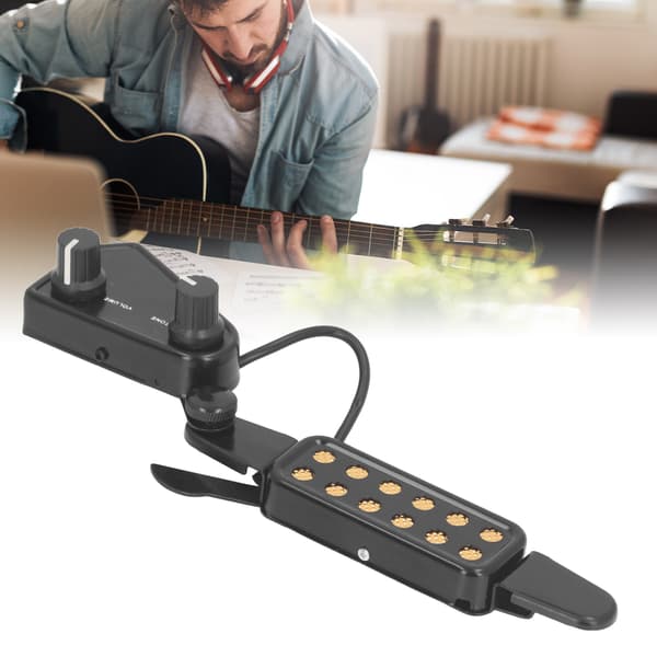 Akustisk Gitarr Pickup Volym Justerbar Magnetisk Gitarr Pickup med 3 Meters Kabel Svart