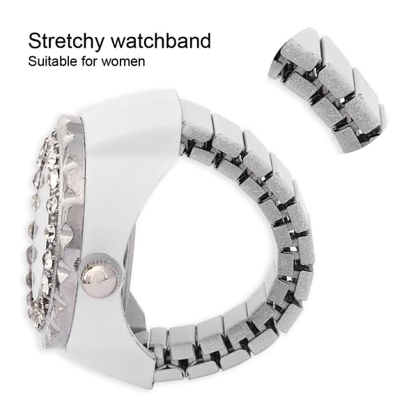 Damkristall strass ringklocka - kvarts vit, elegant smyckesur