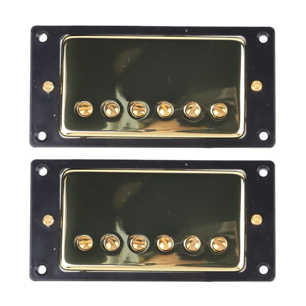 Elgitarr Pickup Metall Dubbelspole för LP Svart Ram Pickup Gitarrdelar Ersättning Guld