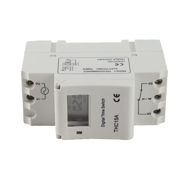 12V DC Timerkontakt ABS-skal LCD Genopladelig Strømtimer til Enheder