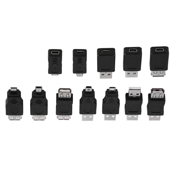 Pakke med 12 stk. Flere USB2.0-adaptere Micro/Mini Han-Hun-konvertere Stik