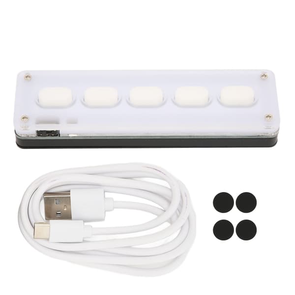 Programmerbart tastatur 5 taster kablet USB trådløs Bluetooth Dual Mode Mini Silikone Mute DIY Programmerbart Gaming Tastatur Hvid
