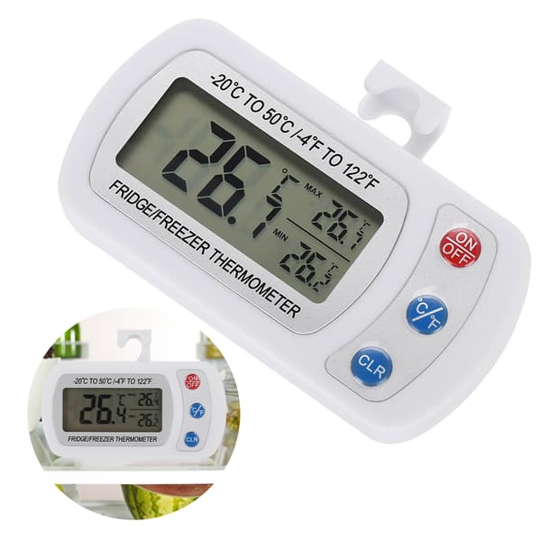 Stor LCD Digital Termometer för Kylskåp Frys med Justerbart Stativ Hängare