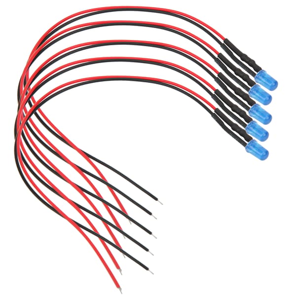 100 st 12V Blå 5mm Förkopplade LED-dioder, 20cm Kabel, Klara Lins Ljusemitterande Pärlor