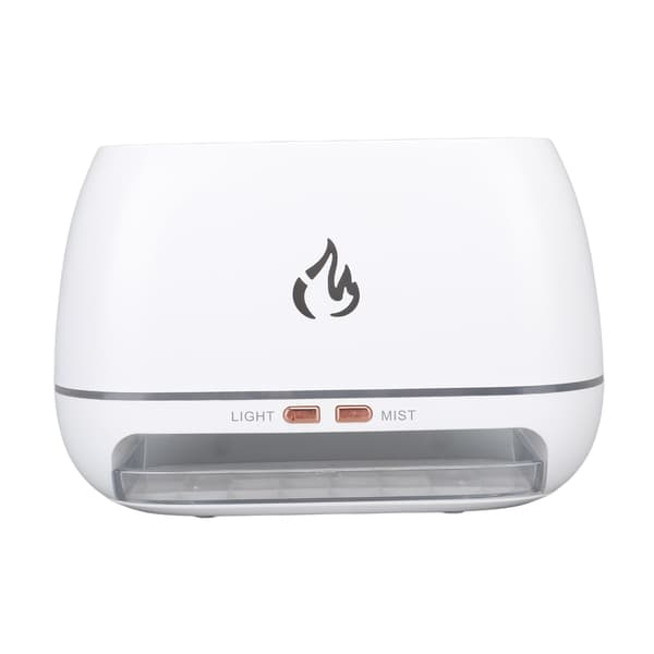 Flamdiffusor Vit 7 Färger Realistisk Tyst Drift 200ML 6W Flamdimma Luftfuktare för Kontor Sovrum Hem