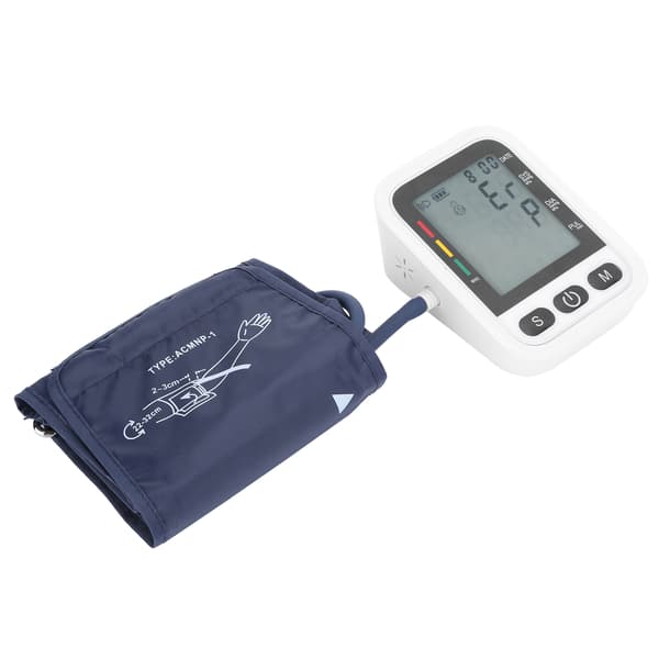 Automatisk Digital Blodtryksmåler Sphygmomanometer Tonometer til Måling af Overarm Sort og Hvid