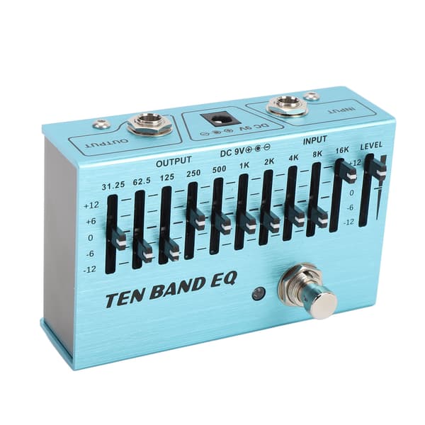 10-bånds EQ enkeltblok guitar bas mini equalizer effektpedal med ægte bypass aluminiumskrop båndcontroller DC9V