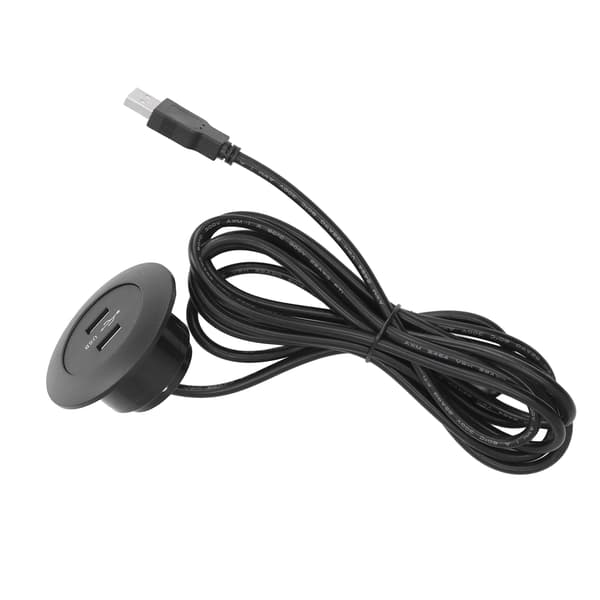 Sofa Dobbelt USB Opladerstik Indbygget Sort til Hjemmemøbler