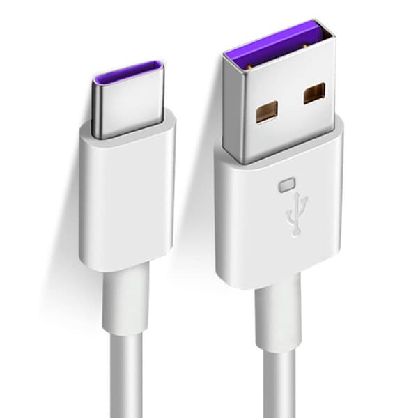 Hvid 1m datakabel 5A Type C hurtigopladningskabel til Android til Huawei Honor til Xiaomi mobiltelefon