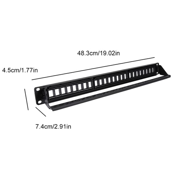 19 tommer 24-ports monterbart data-patchpanel CAT6 netværkskabelrack (moduler medfølger ikke)