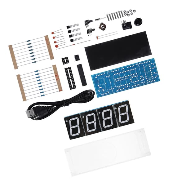 4-siffrig DIY Digital LED-klocka Kit Auto Display Tid/Temperatur Elektronisk DIY Kit Klocka - Blå