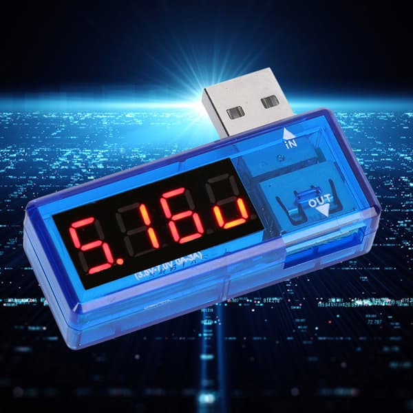 2 stk. USB-strømmåler tester voltmeter amperemeter LCD-display spændingsstrømdetektor til telefonopladning, blå