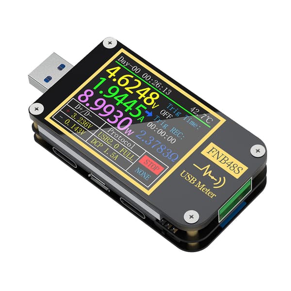 9-bens USB-spændingsmåler FNB48 Bluetooth Multifunktionel Amperemeter Tester med Skærmvending og Tyngdekraftssensor