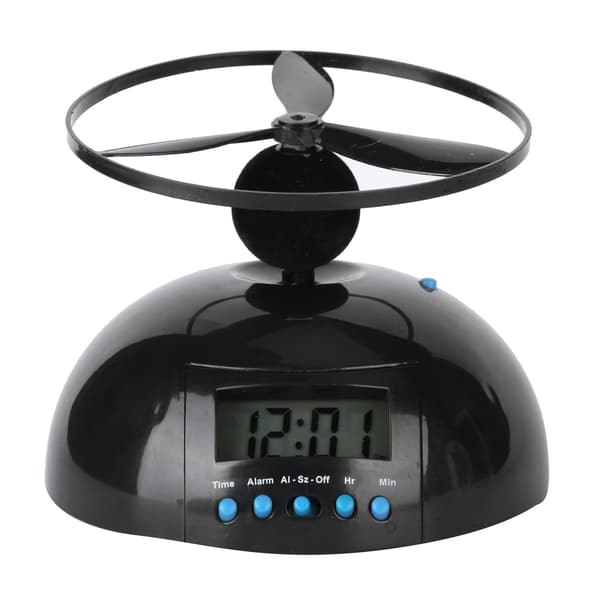 Nyhet Flygande Propeller Väckarklocka, LCD Digital Bärbar Mini Rund, Hem Sovrum Skrivbordsinredning