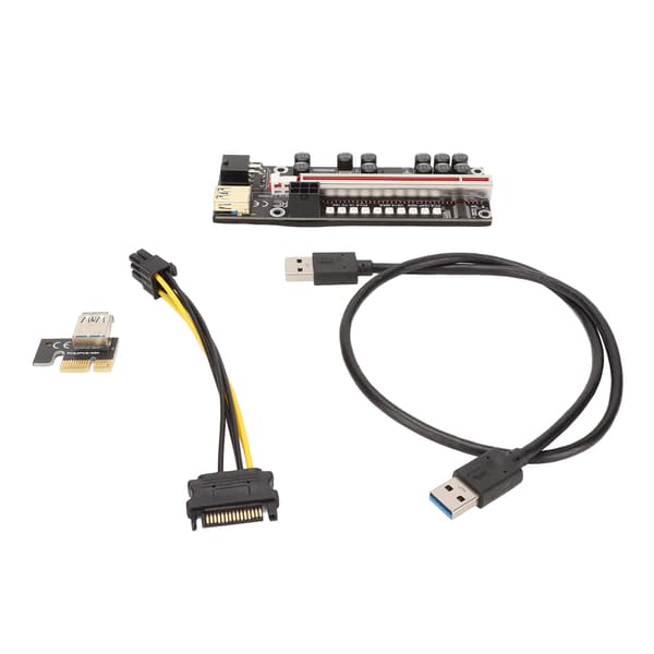 PCIE Riser Powered Adapter Card 6 Pin Kompatibel 1X 4X 8X 16X PCIE Interface Plug and Play USB Riser Powered Adapter Card Sort
