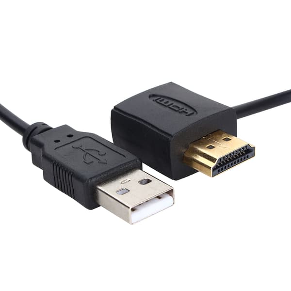HDMI han til HDMI hun adapterstik 50 cm USB 2.0 oplader strømkabel HDMI-kabel