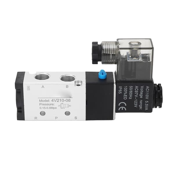 4V210-08 Elektrisk magnetventil 2 positioner 5-vägs cylinderkontroll backventil Pneumatisk luftventil AC110V