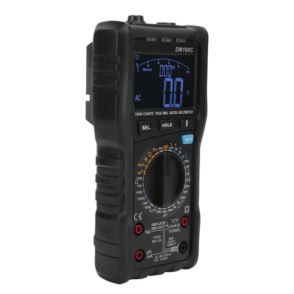 DM100C Digital Tangamperemeter True RMS 10A/999.9V Tester til Elektrikere