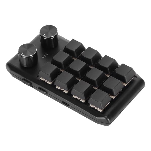 Mini anpassad knappsats 12 mekaniska tangenter 2 rattar programmerbar röd switch programmering makroknappsats för PC-spel multimedia trådlös BT