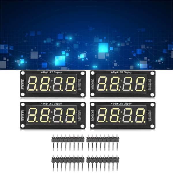 4-pak 0,56\" gul 4-cifret LED 7-segment displaymodul TM1637 urkort MRA041E