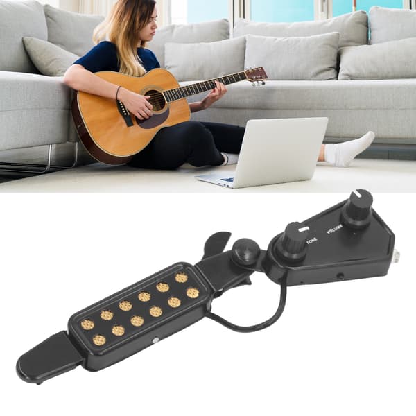 Akustisk Gitarr Pickup Volym Justerbar Magnetisk Gitarr Pickup med 3 Meters Kabel Svart