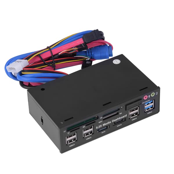 5,25 tommer medie-dashboard frontpanel USB3.0/2.0 HUB eSATA SATA lyd multi-kortlæser
