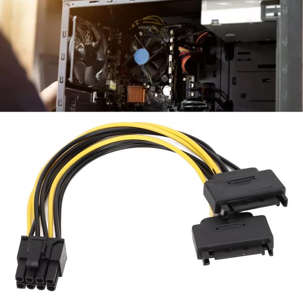 2 stk. strømkabler Dobbelt 15-bens SATA til PCIE 8-bens han GPU-strømadapter til computertilbehør
