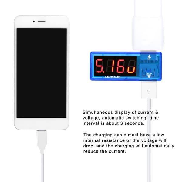 2 stk. USB-strømmåler tester voltmeter amperemeter LCD-display spændingsstrømdetektor til telefonopladning, blå