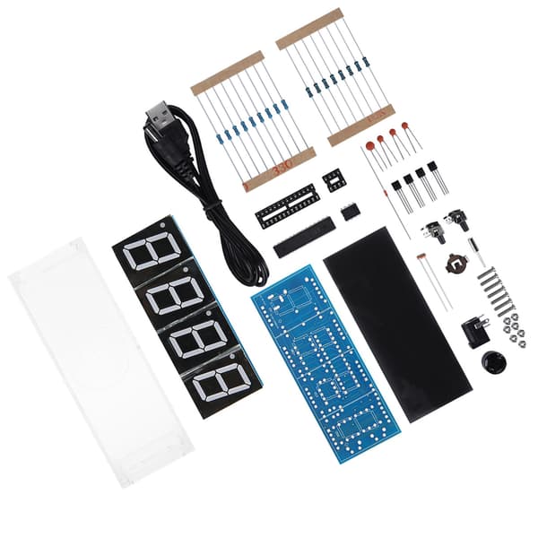 4-siffrig DIY Digital LED-klocka Kit Auto Display Tid/Temperatur Elektronisk DIY Kit Klocka - Blå