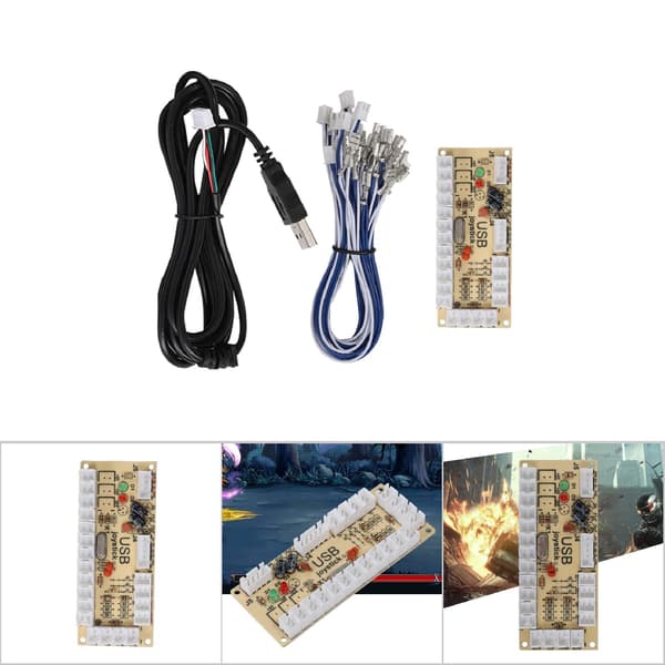 Arcade Game USB Encoder Knappkontroll för Raspberry Pi Värd PC Spelmaskin Svart CY-822A